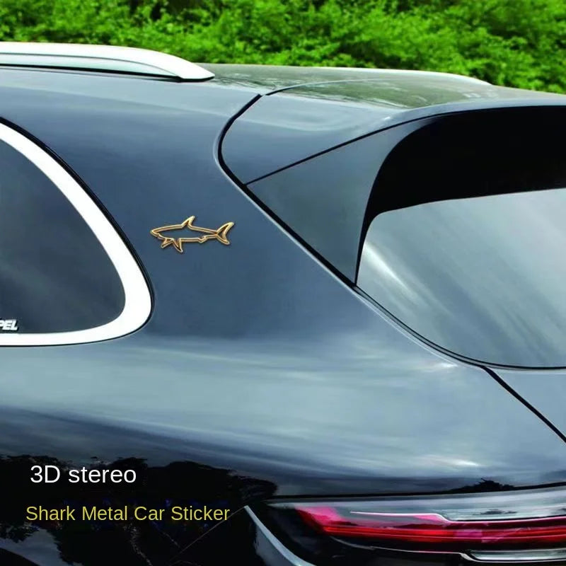 3D Metal Car Styling Sticker Hollow Fish Shark Emblem Badge Decals