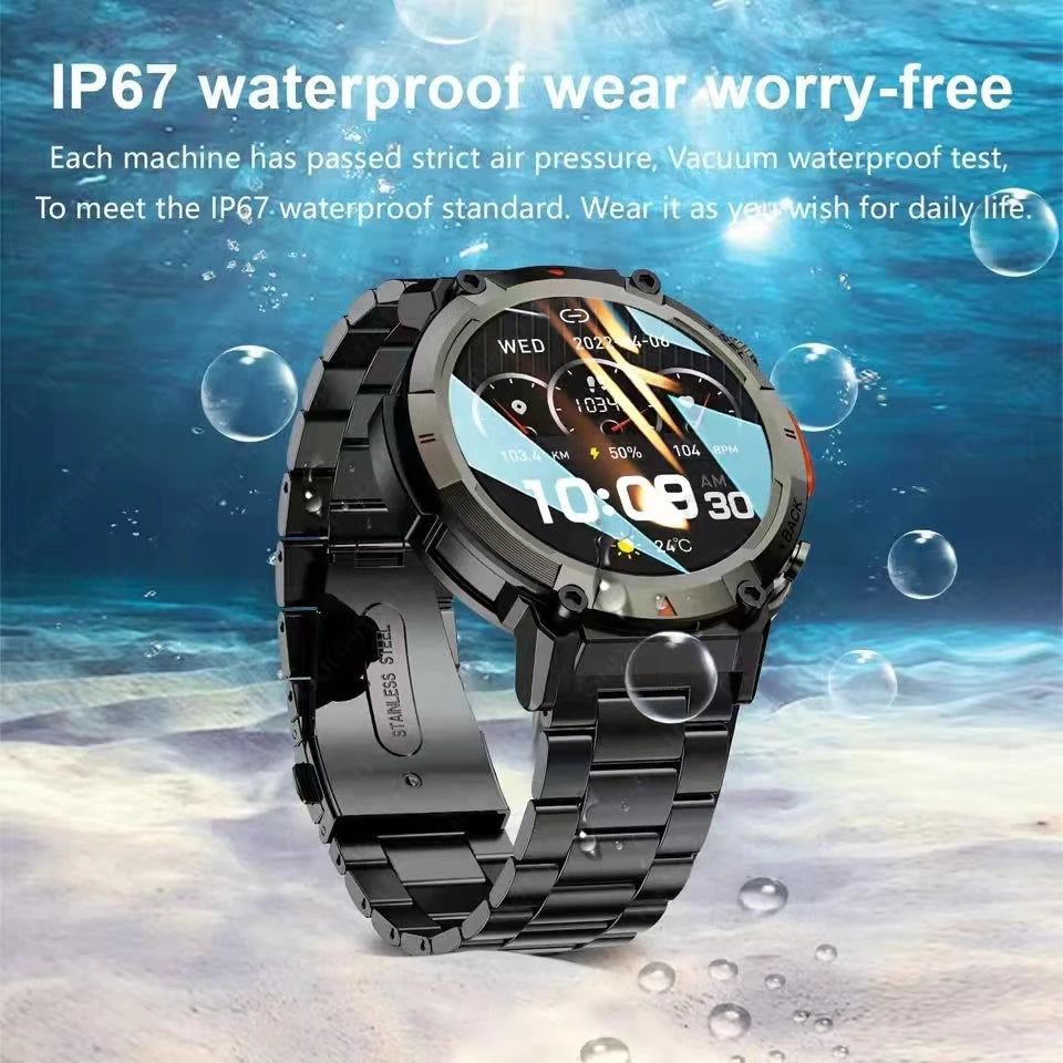 2024 New Smart Watch Men Military Sports Fitness Tracker Blood