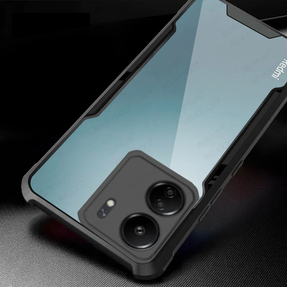 For Xiaomi Redmi 13C 14C Case Acrylic Transparent Armor Shockproof