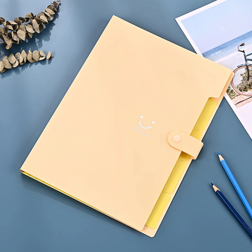 New Minimalist Accordion Bag For Cute And Smiling File Storage, With