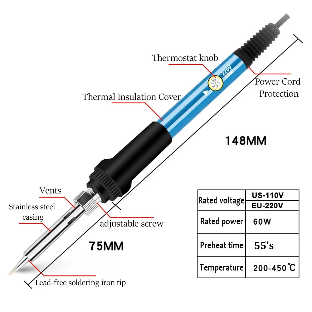 Adjustable Temperature Electric Soldering Iron 220V / 110V 60W