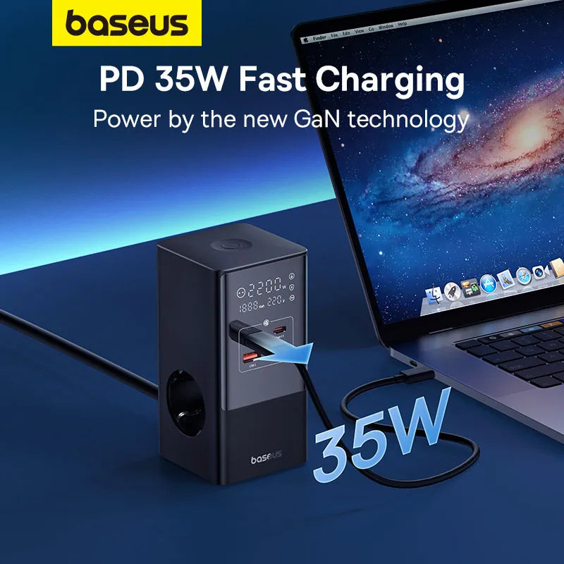 Baseus 35W Fast Charging Digital Power Strip 7-in-1 Charging Station