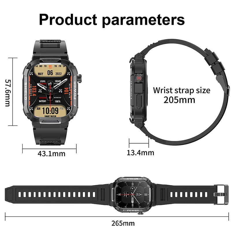 New Smart Watch Men Military Quality Outdoor Waterproof Anti Falling