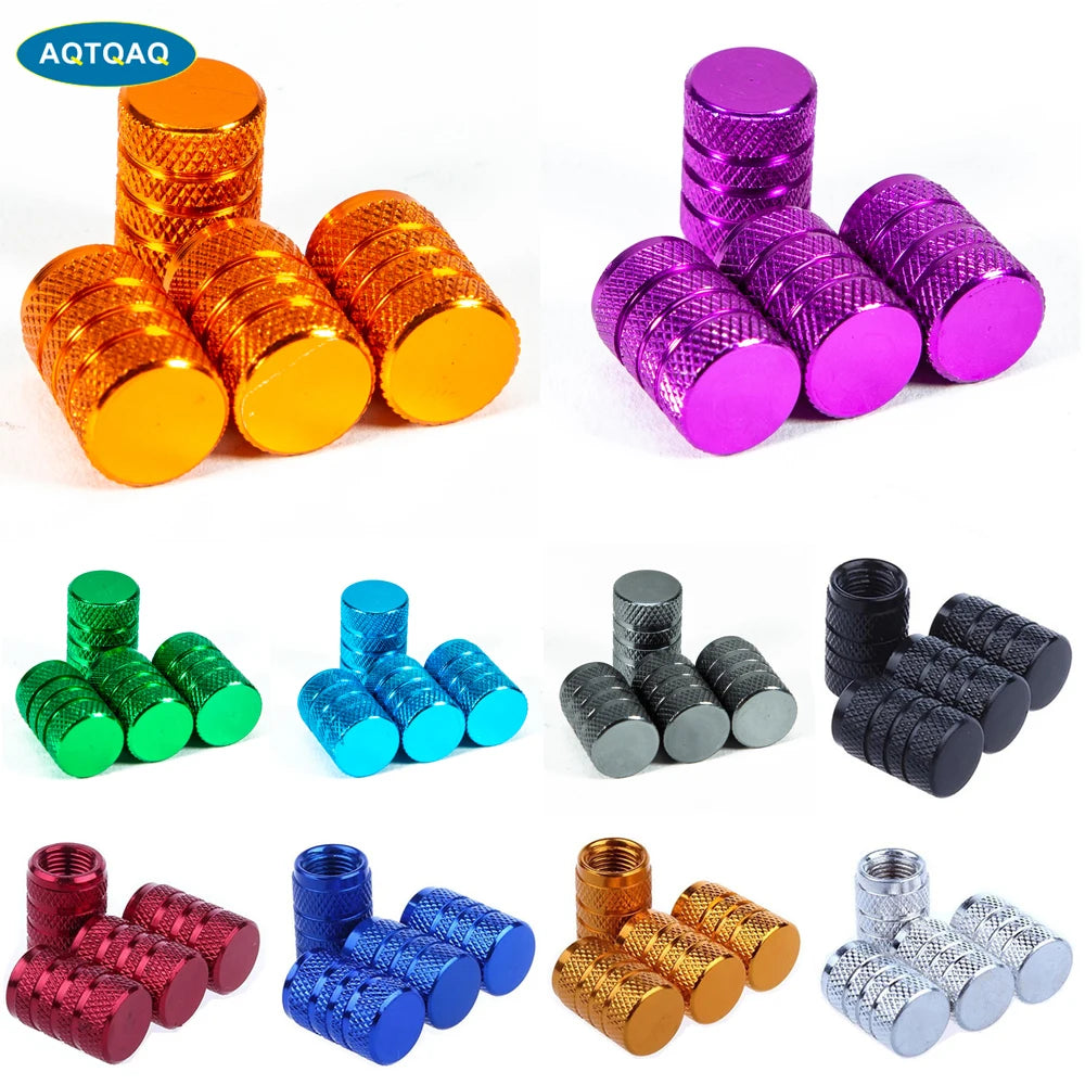 AQTQAQ Aluminum Alloy Car Wheel Tire Valve Caps Tyre Rim Stem Covers
