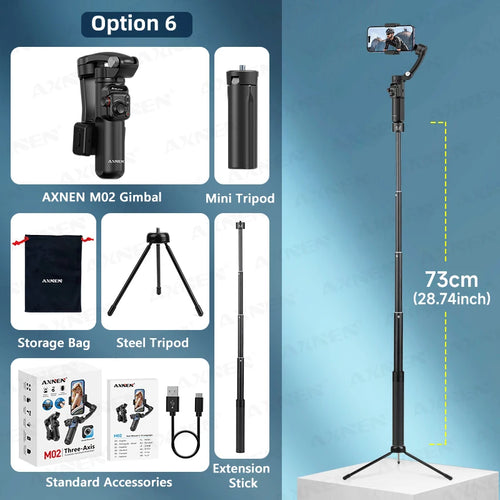 AXNEN M02 Gimbal Smartphone Stabilizer 3-Axis Anti-shake Video Record