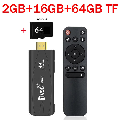 TV98 TV Stick Android 12.1 4K HD 2GB 16GB TV Stick 4G 5G Dual Wifi