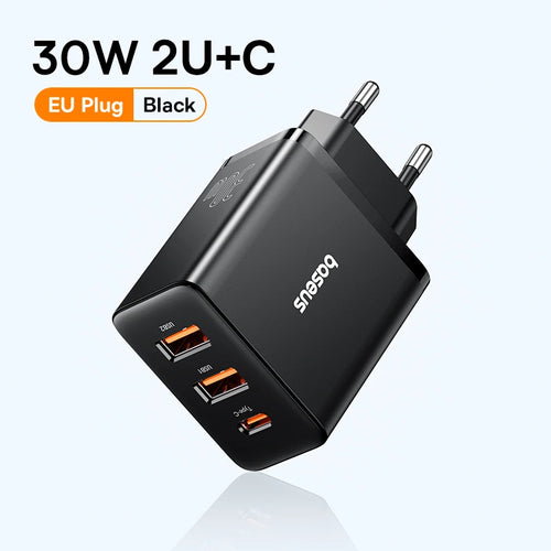 Baseus 30W USB Charger QC3.0 PD3.0 Type C PD Fast Charging 3 Ports