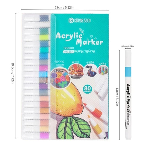 12-80 Colors Acrylic Paint Art Marker Pen DIY Hand Drawn Painting