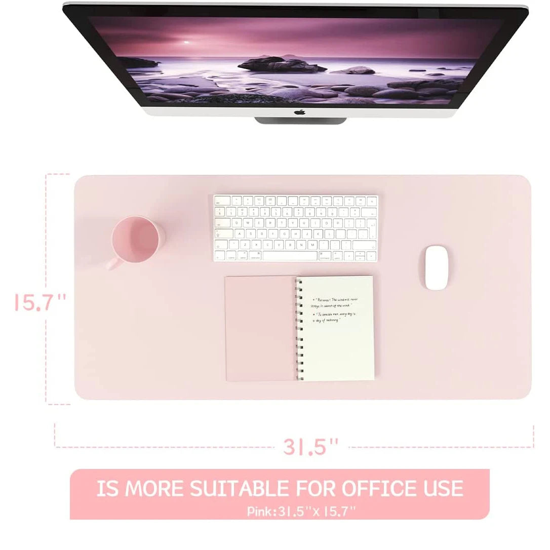 Desk Mat Waterproof PVC Mouse Pad Leather Desk Protective Cover Pink