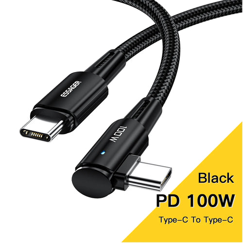 Essager 100W USB Type C To USB C Cable 90 Degree Angle For iPad