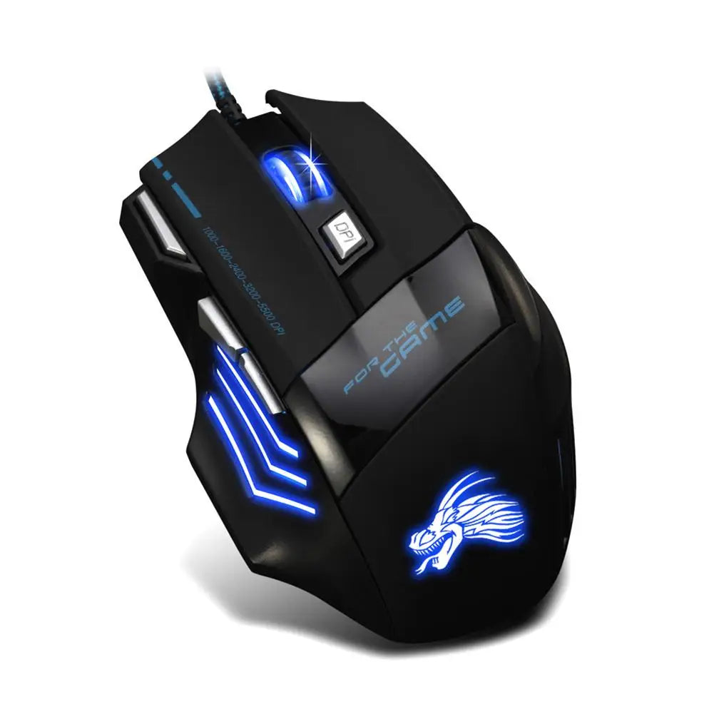 USB Wired Gaming Mouse 7 Button Backlit Ergonomic Mice 5500 DPI