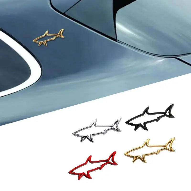 3D Metal Car Styling Sticker Hollow Fish Shark Emblem Badge Decals