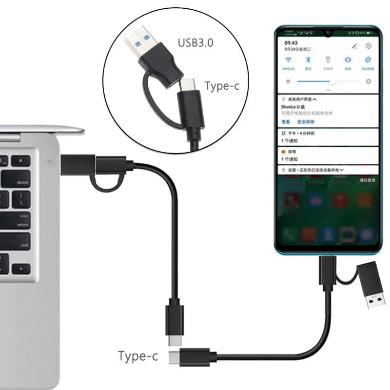 Clearance_2 in 1 USB C Cable Fast Charging 10Gbps Data Sync USB A/C