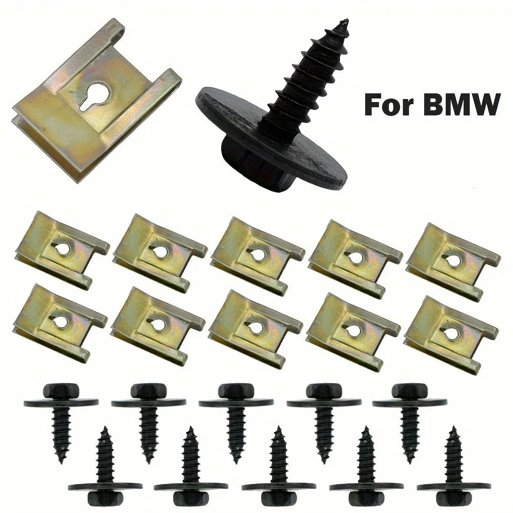 40pcs Car Screw Base U Clip Car Modification Fastener Metal Fender