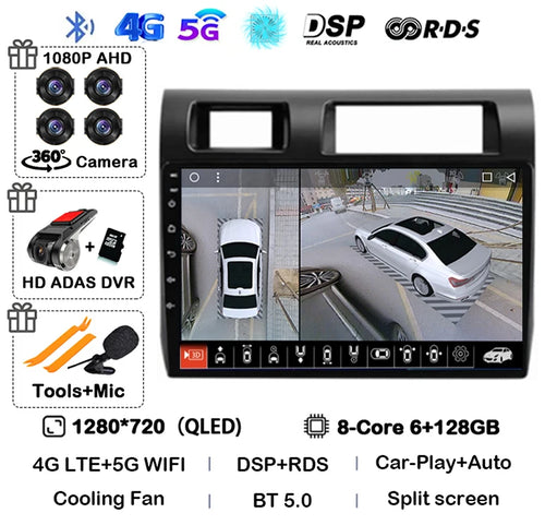 Android 14 Carplay Car Radio For Toyota Pickup Land Cruiser LC 70 79