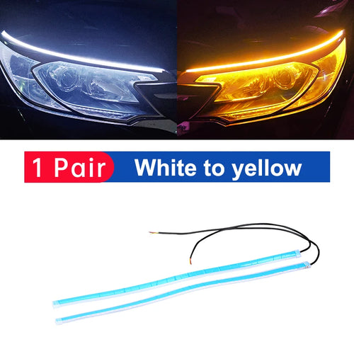 2pcs LED DRL Car Daytime Running Light Flexible Waterproof Strip Auto