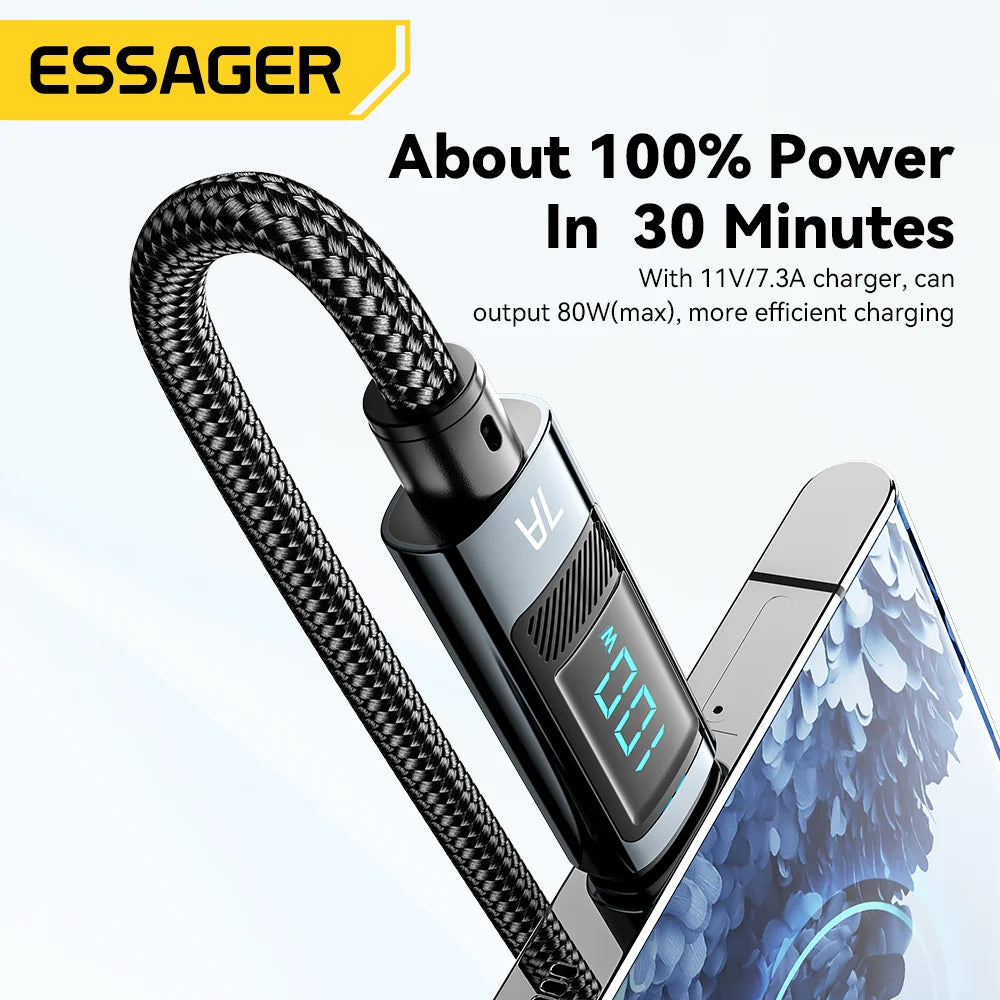 Essager 7A USB Type C Cable 100W USB C Charger Data For Realme Huawei