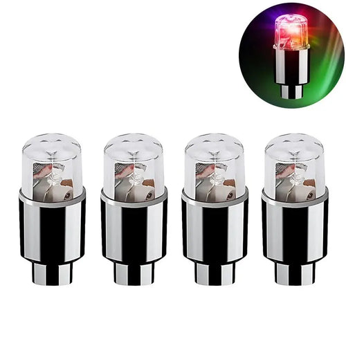 4x Neon Tire Valve Cap Lights Durable Vibrating Flashing Wheel Tire