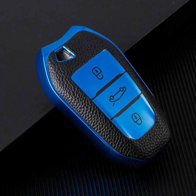 TPU Leather Car Remote Key Case Cover for Peugeot 2008 3008 4008 5008