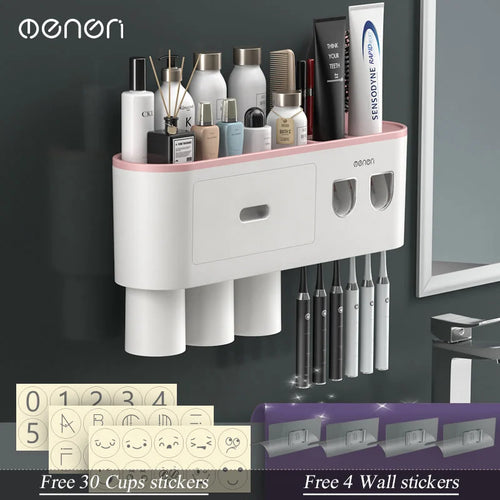 MENGNI-Magnetic Adsorption Inverted Toothbrush Holder Wall -Automatic
