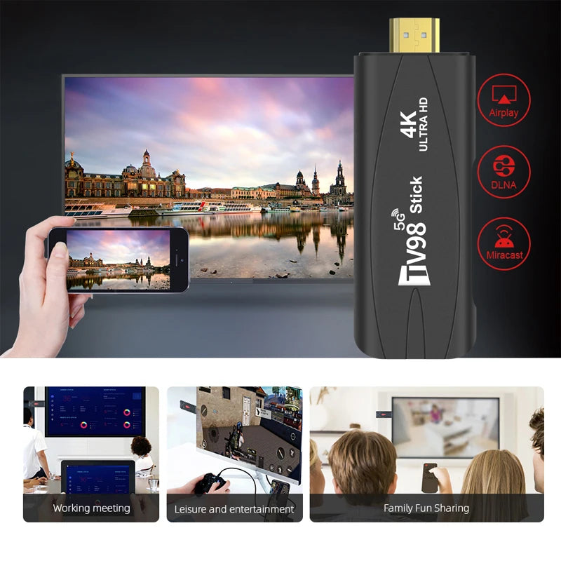 TV98 TV Stick Android 12.1 4K HD 2GB 16GB TV Stick 4G 5G Dual Wifi