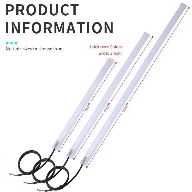 2pcs LED DRL Car Daytime Running Light Flexible Waterproof Strip Auto