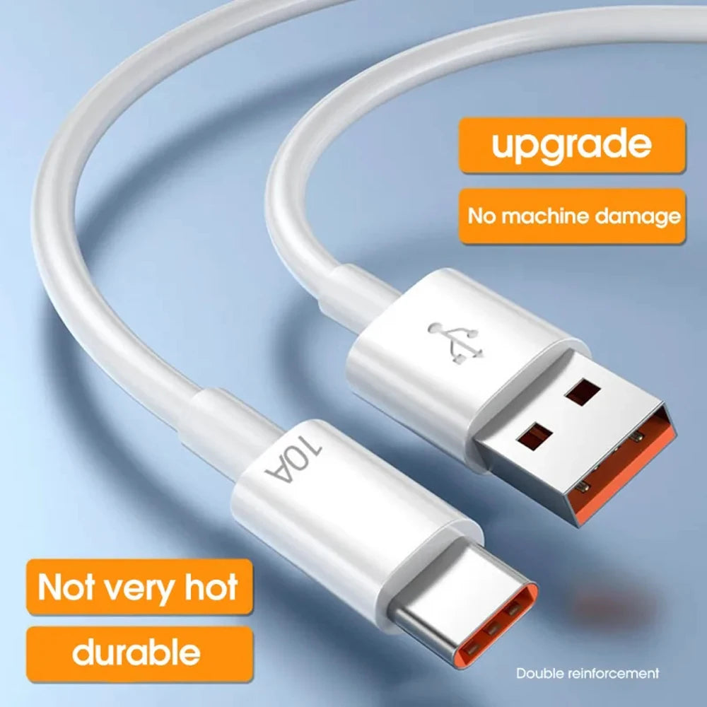 USB Type C Cable 120W 10A Fast Charging Wire Mobile Phone USB For