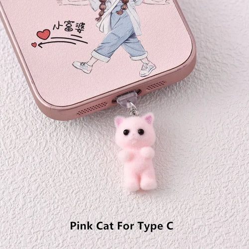 MINISO Resin Plush Cat Phone Dustproof Plug For iPhone Samsung Xiaomi