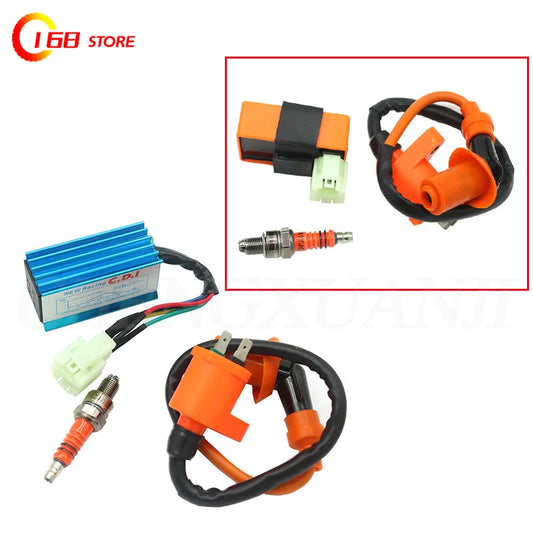 Motorcycle Performance Ignition Coil Racing AC CDI Spark Plug for GY6