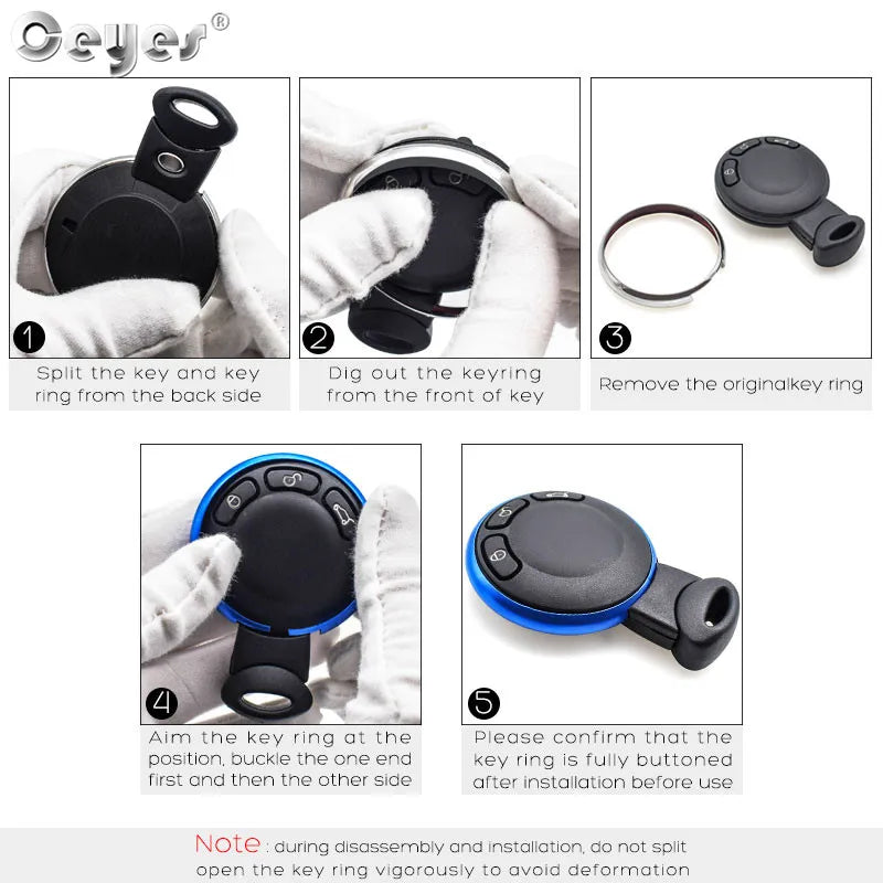 Car Aluminum Alloy Styling Key Ring Stickers Case Cover For Bmw Mini