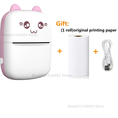 Meow Mini Label Printer Thermal Portable Printers Stickers Paper