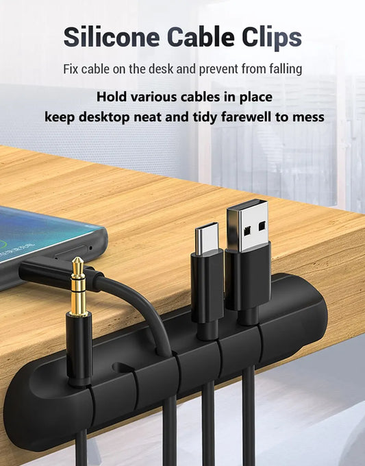 L16 Cable Organizer 5 Hole Silicone USB Desktop Management Clip Holder