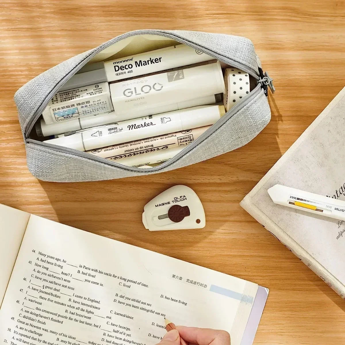 Pencil Case Bag for Girls and Boys Kawaii Washable Pen Box Multicolor