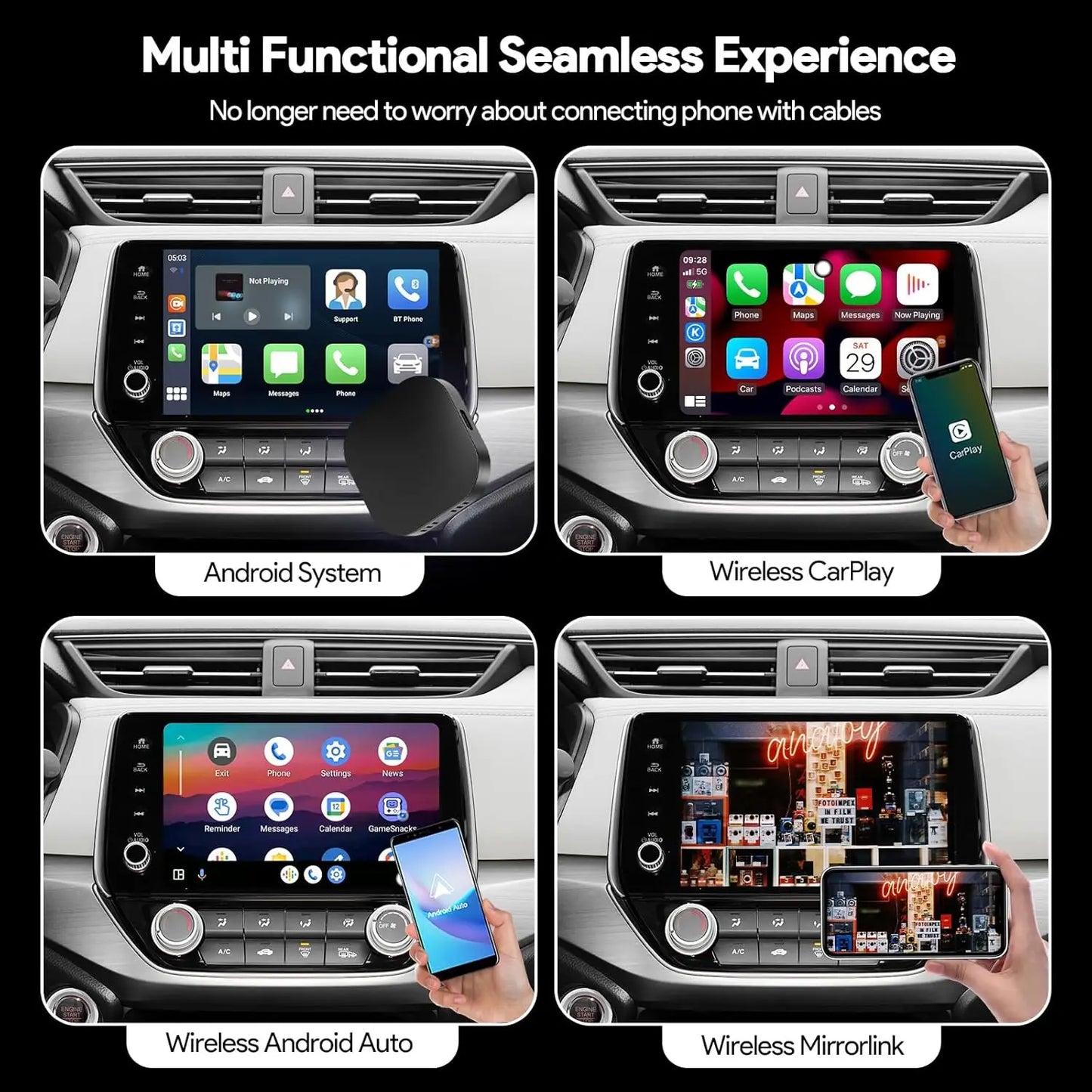 Mini Box Wired to Wireless CarPlay and Android Auto Wireless Adapter