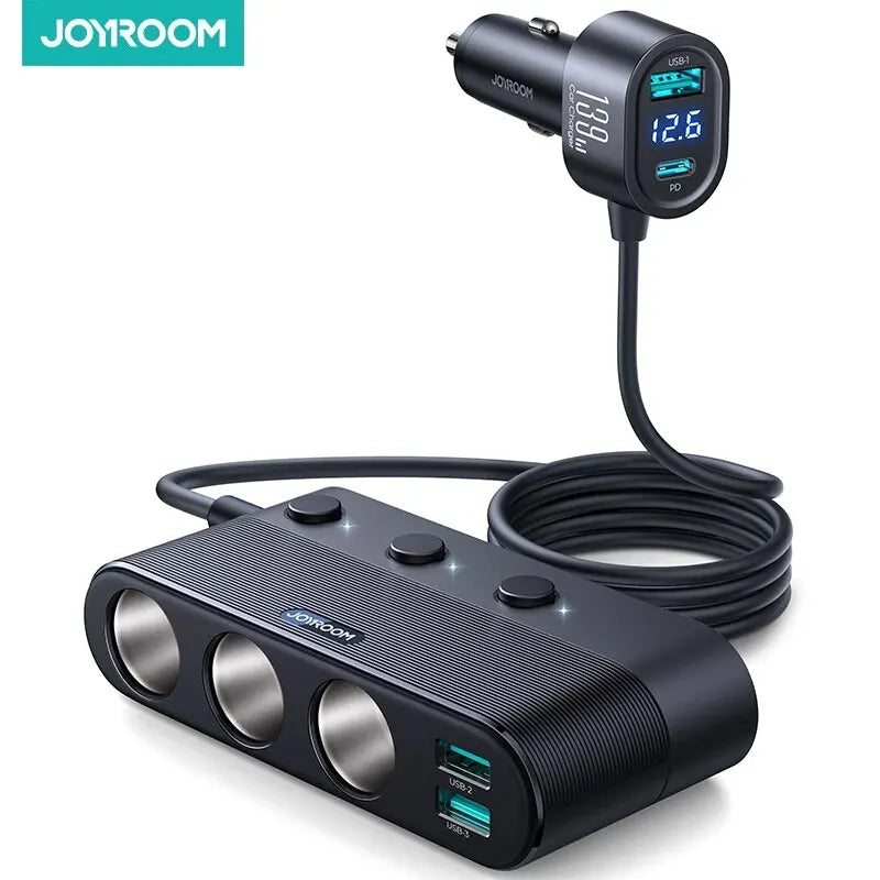 Joyroom 139W 7 in 1 Car Charger Adapter Fast PD QC3.0 Socket Cigarette