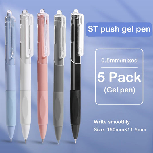 5 pcs gel pen ins smooth press quick-drying  0.5mm black pen ballpoint