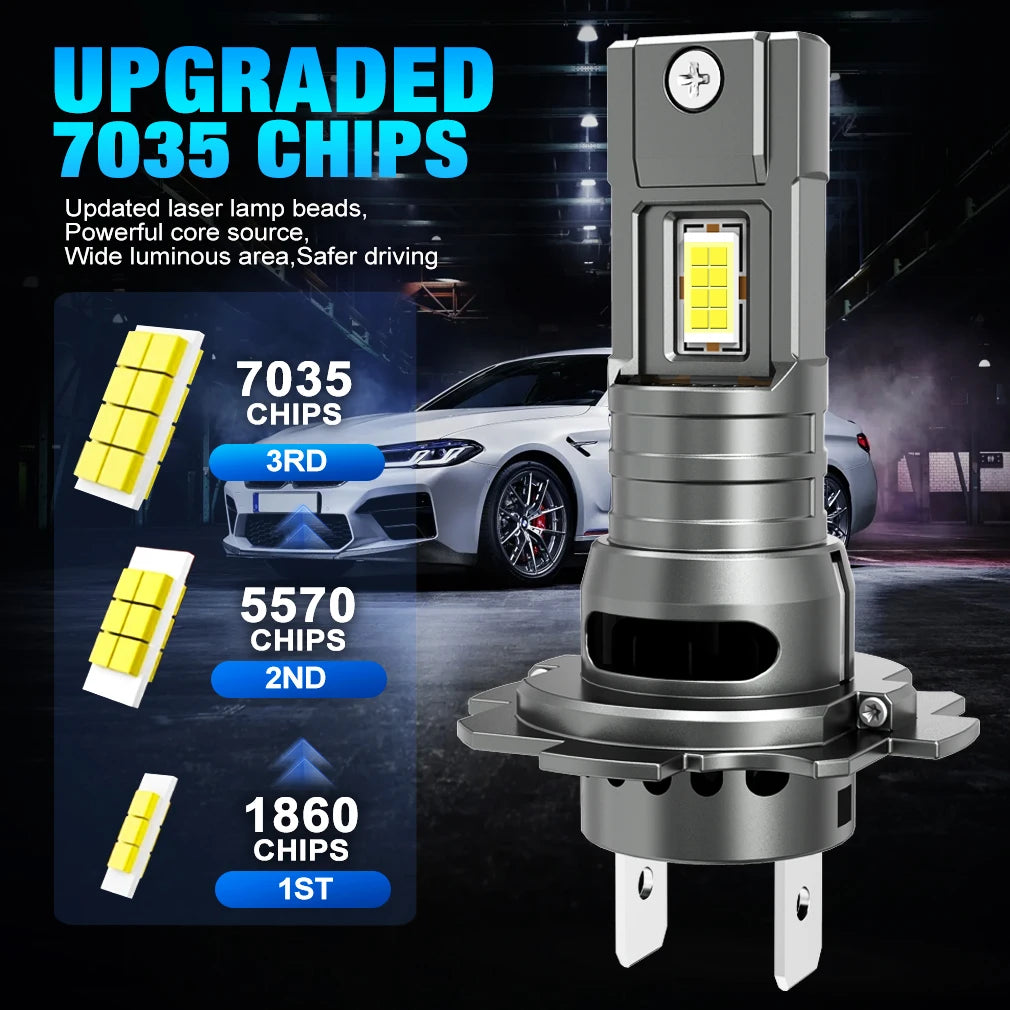 YHKOMS H7 LED Headlight Bulb Mini Wireless 60W 20000LM 6000K CSP for