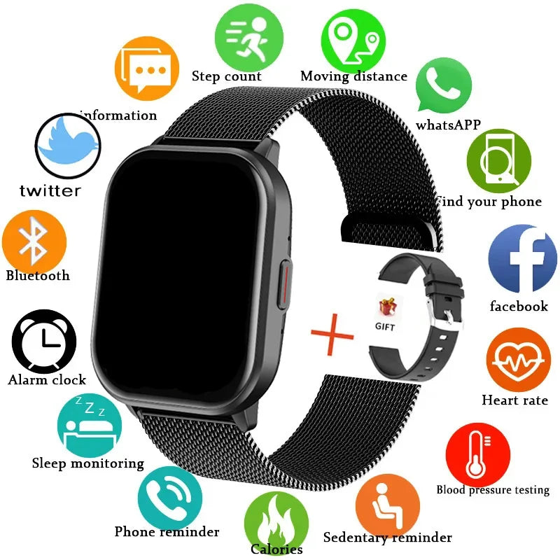 New Smart Watch Men Women Heart Rate Blood Pressure 100+ Sports Modes