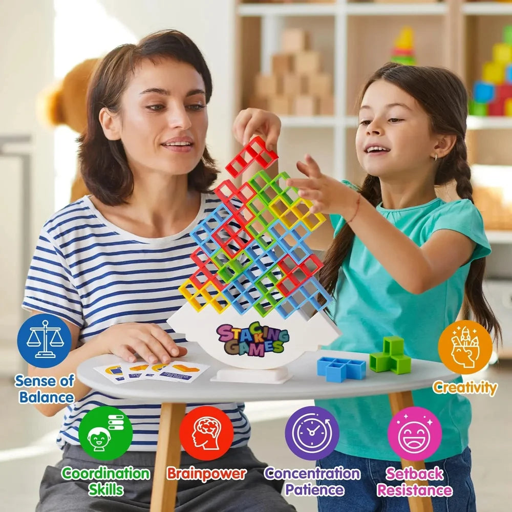 Building Block Brick Toy Balance Stacked Tetra Tower Game Swing High