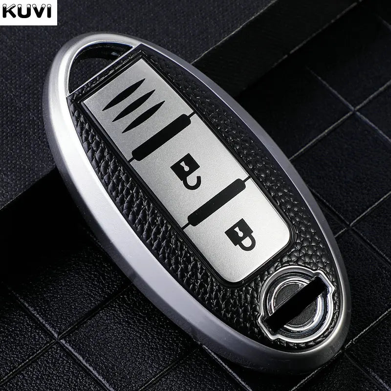 Leather TPU Car Key Case Cover for Nissan Leaf Micra Qashqai J11 J10 X