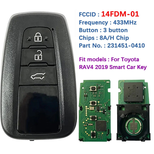 CN007210 Aftermarket Replacement 3 Button Smart Key For Toyota RAV4