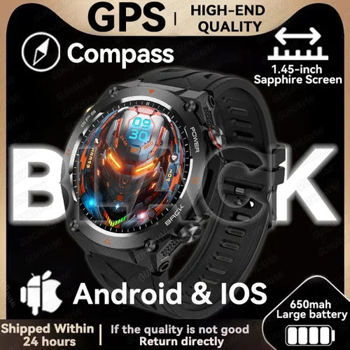 New GPS Smartwatch 1.45'' AMOLED Display 100 Sports Modes Voice