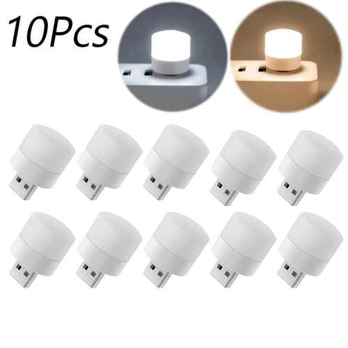 1/10Pcs Mini USB Night Light Warm White Eye Protection Book Reading