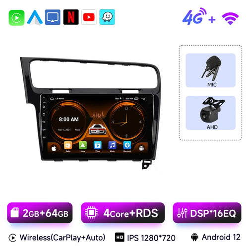 JIUYIN 10.1 Inch  Android 13 Auto Radio for VW Golf 7 2013-2017