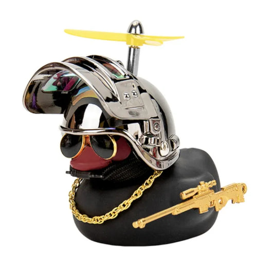 Broken Wind Rubber Duck Motor Accessories Yellow Duck with Helmet Auto