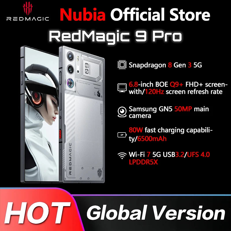 RedMagic 9 Pro Global Version 5G Phone 6.8" Q9+ Full Flat FHD+ Gaming