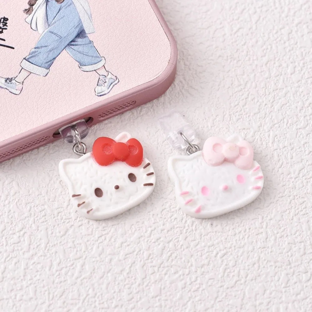 MINISO 3D Resin Hello Kitty Phone Dustproof Plug For iPhone Samsung