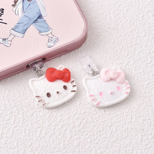 MINISO 3D Resin Hello Kitty Phone Dustproof Plug For iPhone Samsung