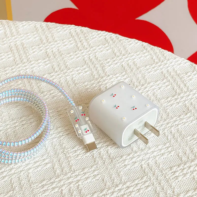 Cherry Frosted Style Charger Cable Protection Cover For iphone US