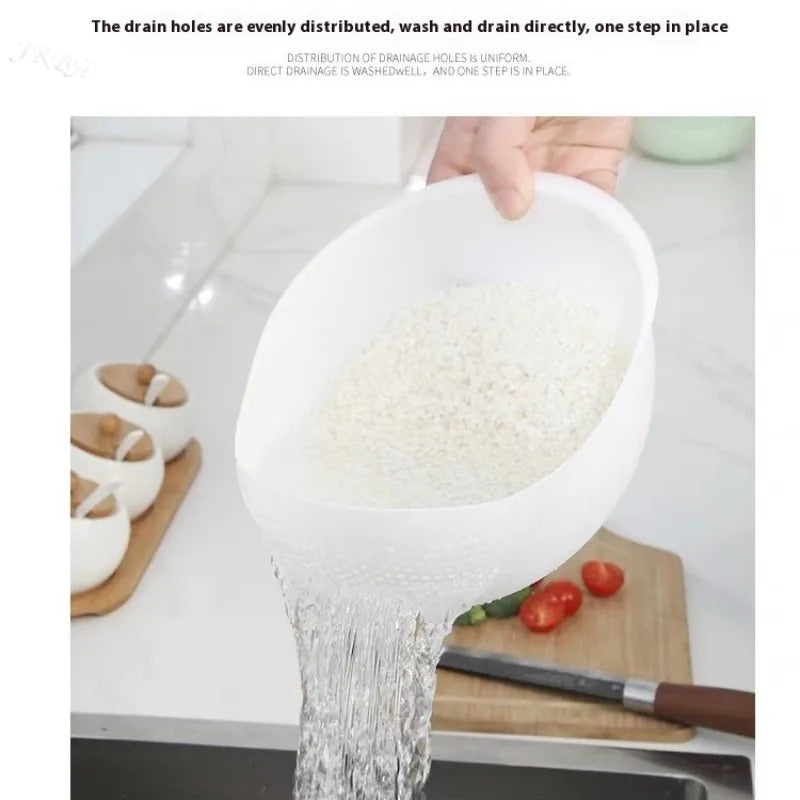 1PC-Plastic Colander Rice Bowl Drain Basket Fruit Bowl Washing Drain